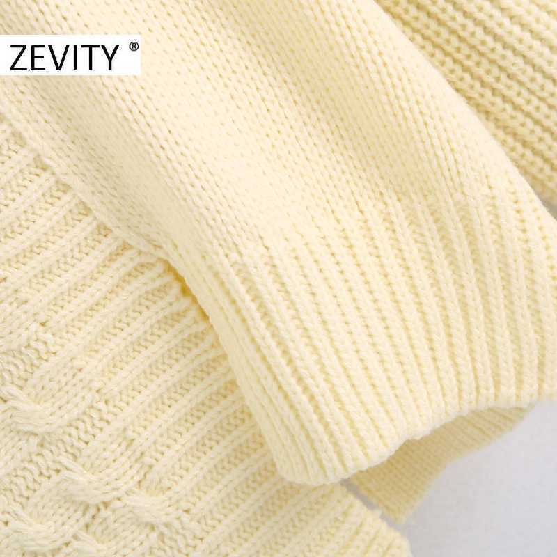 Zevity women fashion twist patchwork hem irregular knitting sweater ladies long sleeve casual sweaters chic autumn tops S394 210603