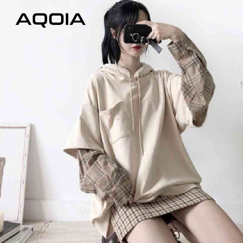 Streetwear Patchwork Plaid Loose Women Hoodies Sweatshirt Oversize Fake two pieces Womens Hoodie Autumn Female Pullovers 210521, Yellow
Streetwear Patchwork Plaid Loose Women Hoodies Sweatshirt Oversize Fake two pieces Womens Hoodie Autumn Female Pullovers 210521, Yellow