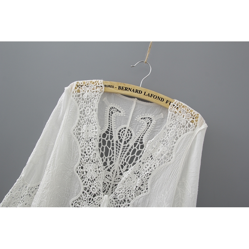 fashion white hollow lace blouse women shirt loose plus size summer ladies tops blusas 0321 40 210506