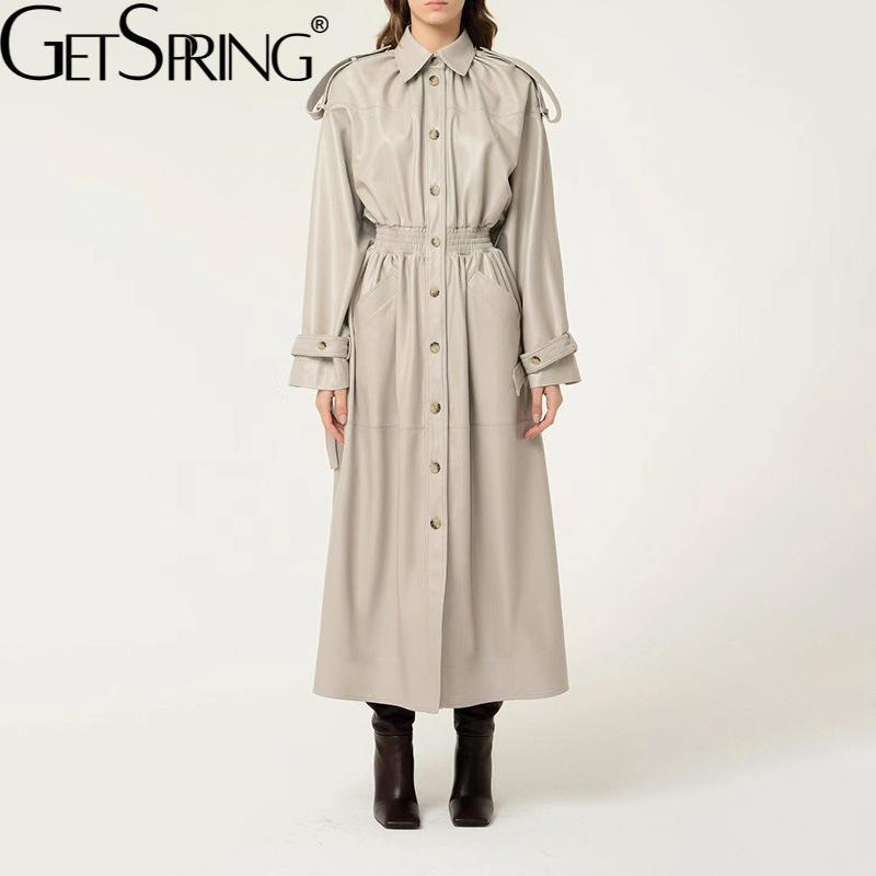 Women's Leather & Faux GetSpring Women Trench Coat Temperament Single Breasted Ladies Windbreaker Loose Long Female Overcoat Autumn Winter T, Black
Women's Leather & Faux GetSpring Women Trench Coat Temperament Single Breasted Ladies Windbreaker Loose Long Female Overcoat Autumn Winter T, Black