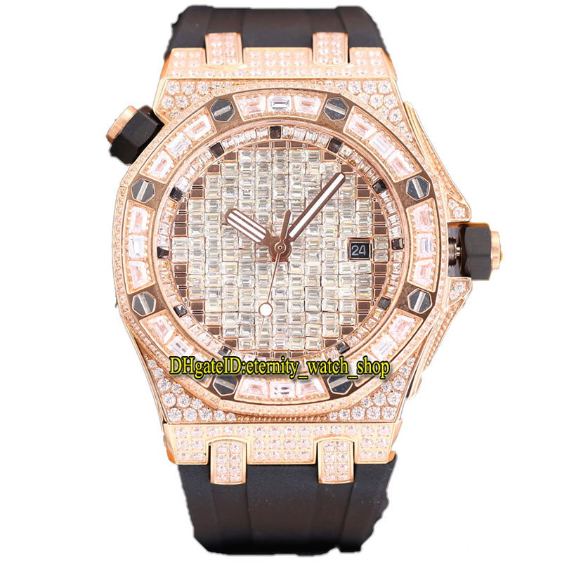TWF B15452 Paved Diamonds Japan Miyota Automatic Mens Watch Full Iced Out Square Cut Diamond Dial Rose Gold Case RO15400 Rubber Strap eternity Jewellery Watches, Watch waterproof production cost 
TWF B15452 Paved Diamonds Japan Miyota Automatic Mens Watch Full Iced Out Square Cut Diamond Dial Rose Gold Case RO15400 Rubber Strap eternity Jewellery Watches, Watch waterproof production cost