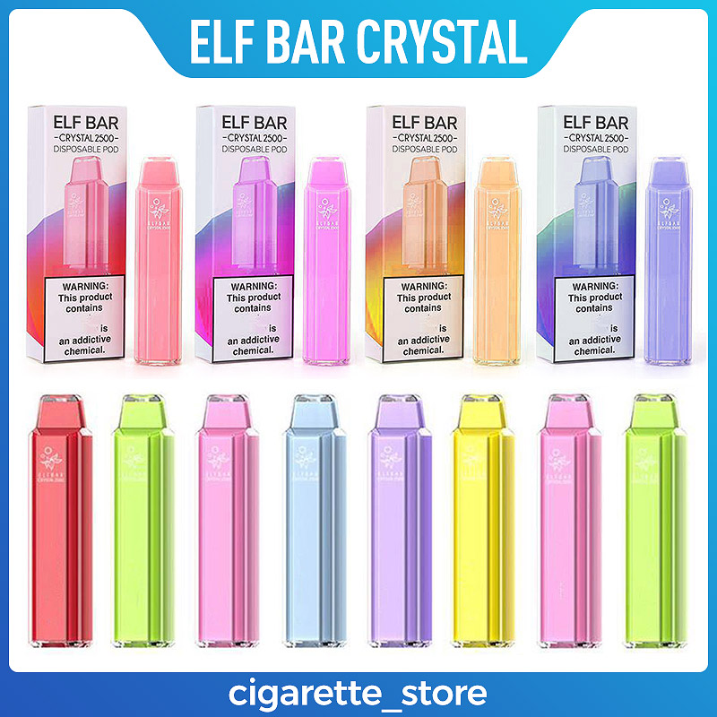 Elf Bar Crystal E Cigarette 2500Puffs Disposable Vapes Pod Device 1000mAh 5.5ml E-liquid ecigs Start Kits Big Capacity Authentic Elfbar VS Puff Plus Flow Bang XXL Maxx от DHgate WW