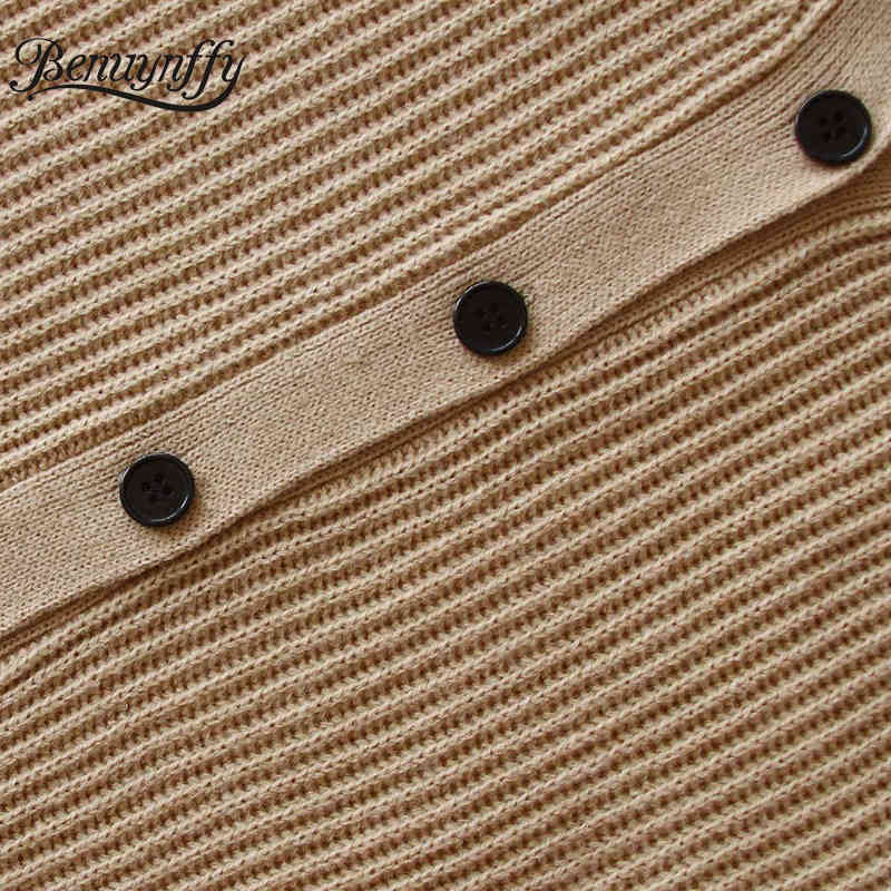 V-neck Button Up Knitted Cardigan Women Autumn winter Korean style Flared Sleeve Cardigans Female Outwear Sweater 210510