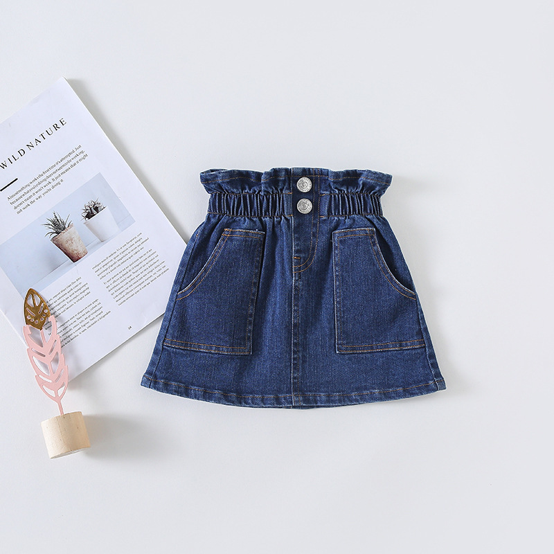 Korean style cute girls fashion denim skirts 1-4 years kids all-match high waist skirt children clothing 210508
