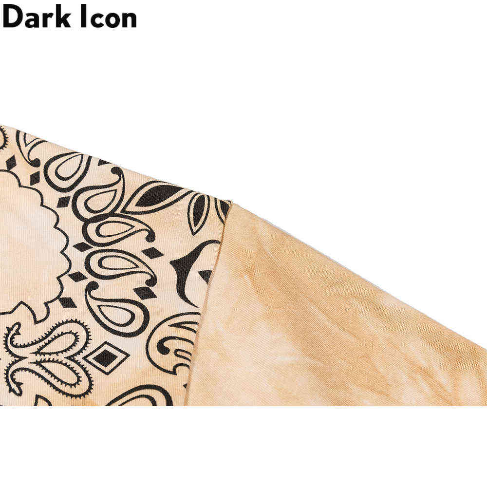 Tie Dyeing Bandana T-shirt Long Sleeve Round Neck High Street Men's TShirt Cotton Tee Shirts 210603