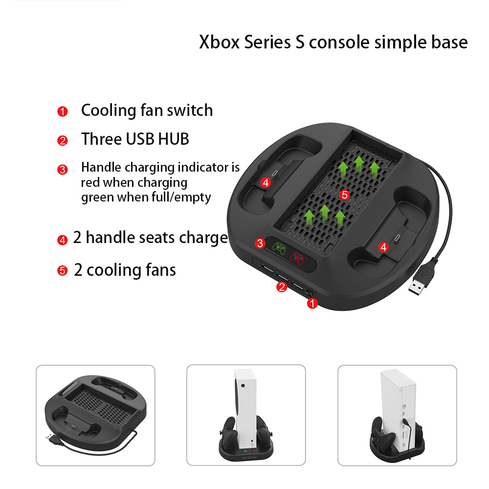 Multi-function Cooling Base For Xbox Series S Console XSS Wireless Game Controller Charging Stand With Charge Slim Accessories