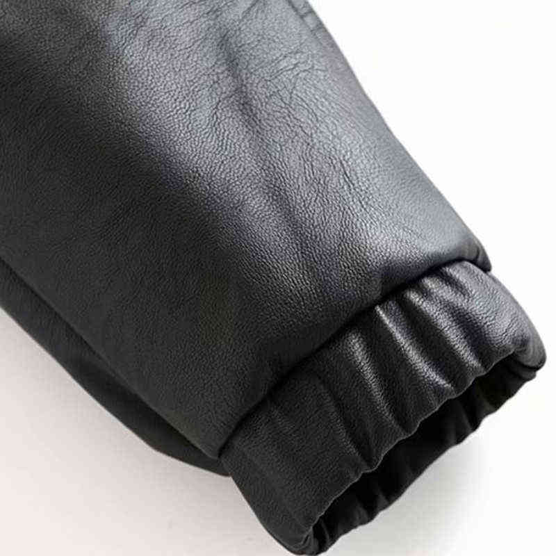 TRAF Women Faux PU Leather Pockets Pants Vintage Fashion Elastic Waist Drawstring Tie Ladies Ankle Trousers Pantalones Mujer 211115