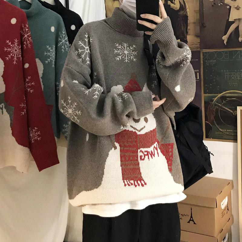 Men's Sweaters Turtleneck Knitted Sweater Winter Jacquard Snowman Loose Tops Streetwear Long Sleeve Pullover Thick Clothes, Black
Men's Sweaters Turtleneck Knitted Sweater Winter Jacquard Snowman Loose Tops Streetwear Long Sleeve Pullover Thick Clothes, Black