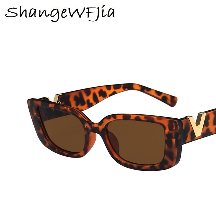 Sunglasses Retro Frame Rectangle For Women Luxury V Sun Glasses Men Fashion Jelly With Metal Hinges UV400Sunglasses