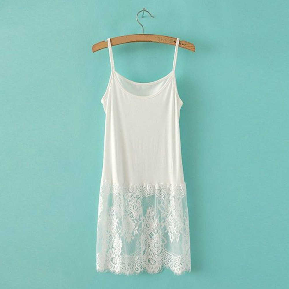 Women Ladies Sexy Camisole Lace Top Casual Undershirt Extender Long Tank Vest Cotton Black White M-4XL Vintage 904-730 210625