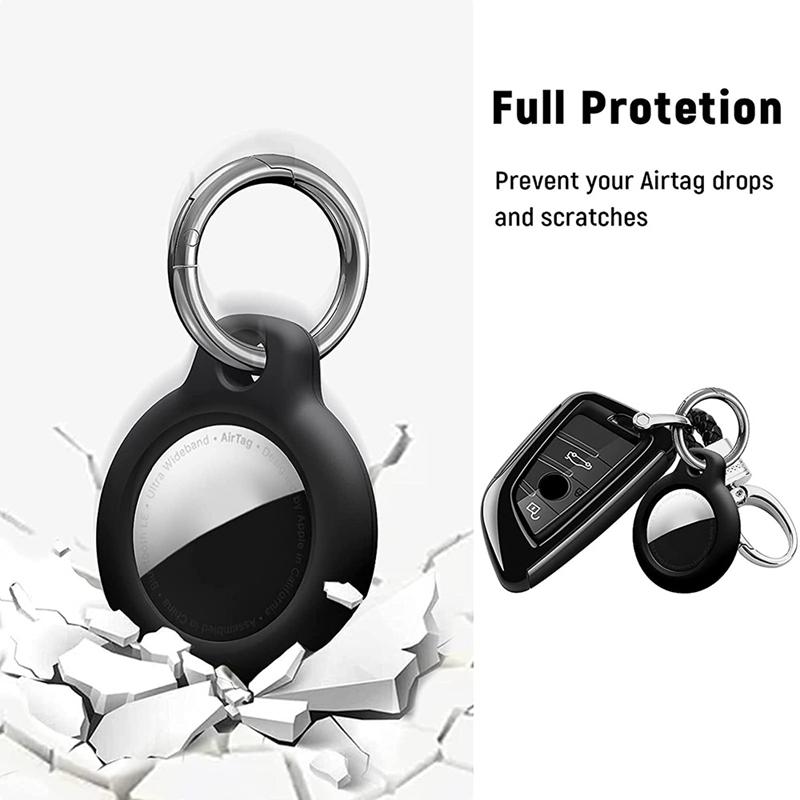 Keychains 4 Pack Silicone Case Compatible With Protective Cover Accessory For Airtags Case, Air Tag Keyc