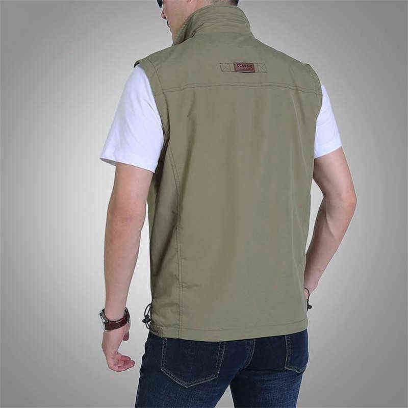 Ymwmhu Vests Man Thin Casual Wasitcoat for Men Vest with Many Pockets Summer for Men Zipper Regular Men's Waistcoat 211119