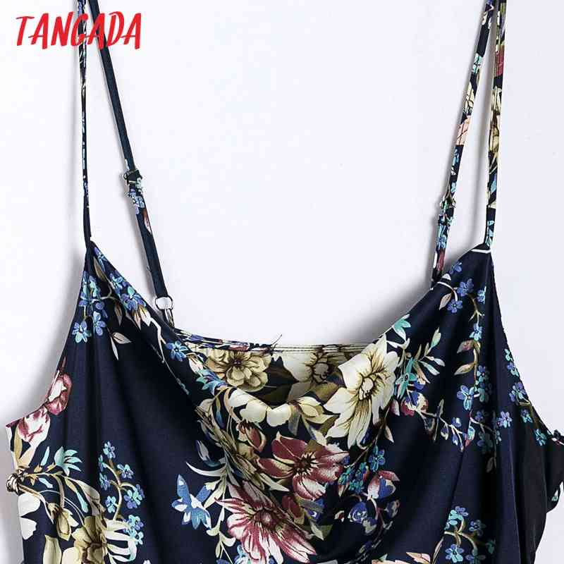 Summer Women Floral Print French Style Spaghetti Strap Ladies Midi Dress Vestidos 6H14 210416