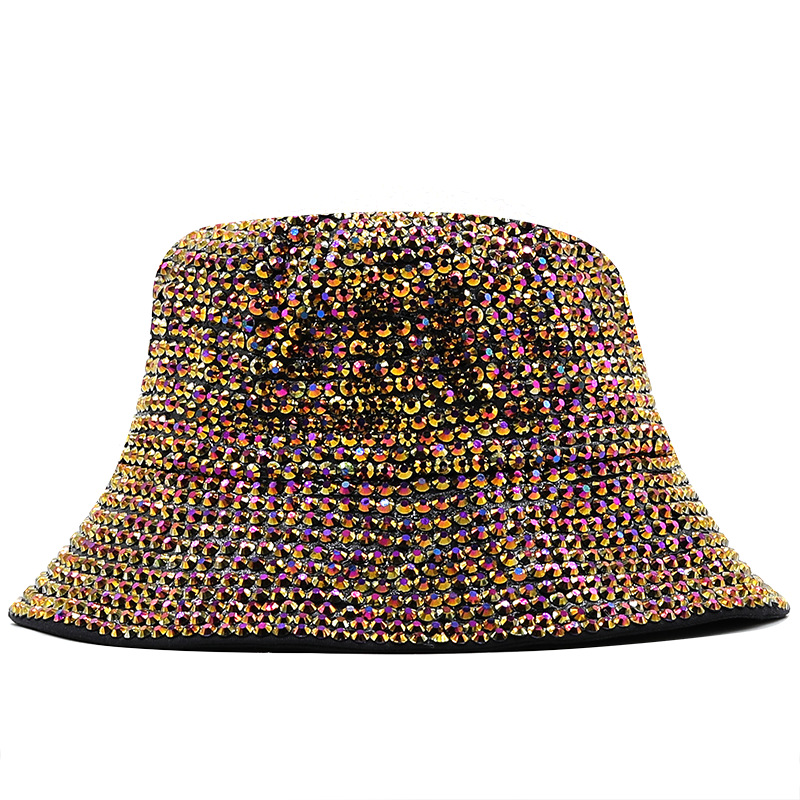 Luxury Diamond Bucket Hat Woman Man Rhinestone Fedora Hats for Women Men Sunhat Sunhats Girl Party Night Performance Cap Bling Fis