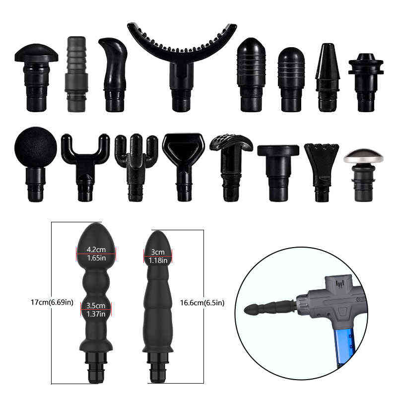 Massage Gun Head vibration message gun accesories sex silicone heads for Fascia percussion Vibrators Female Man 220115