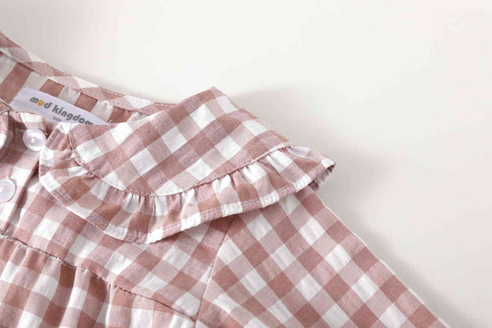 Mudkingdom Ruffle Collar Girls Nightgowns Plaid Long Sleeve Toddler Pajamas Dress Peter Pan Cute Sleep Shirts Girl Homewear 211105