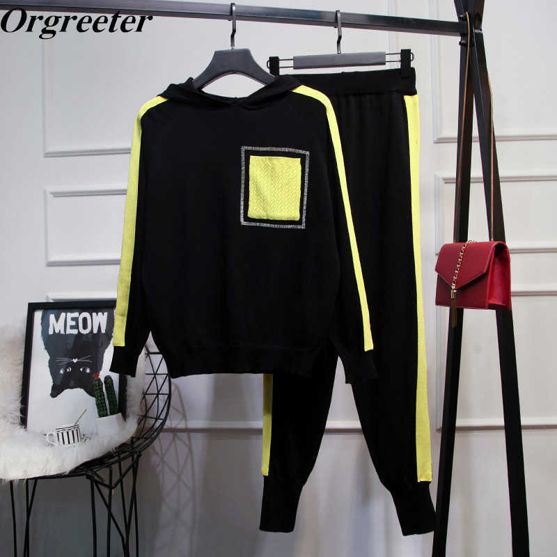 Hooded Knitted Two piece set Women Hit color Striped Patchwork Long sleeve Casual Pullover Sweater and Pants Suits 210525, Pink
Hooded Knitted Two piece set Women Hit color Striped Patchwork Long sleeve Casual Pullover Sweater and Pants Suits 210525, Pink