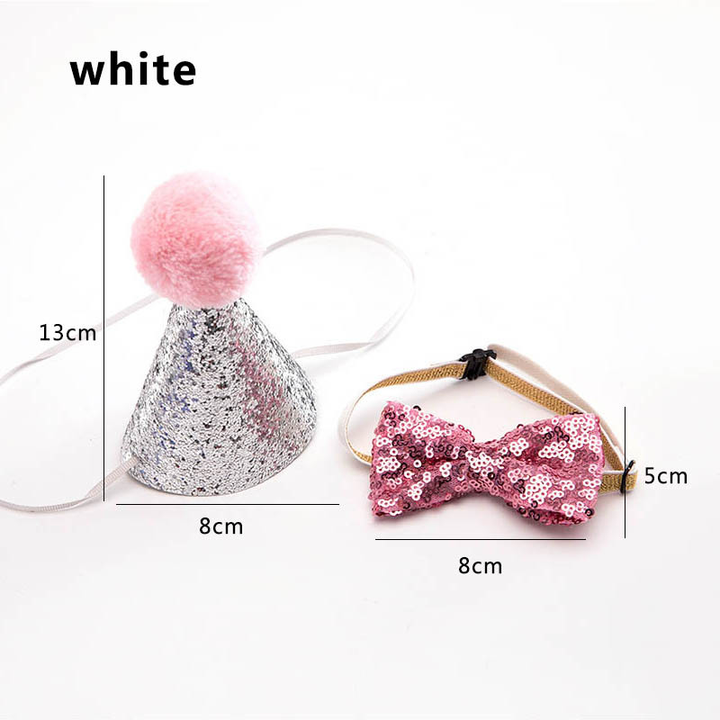 Pet Accessory Sequin Design Adjustable Dog Birthday Bowknot Cute Costume Headwear Hat Cat Cap 1 Set Birthday Party Tools