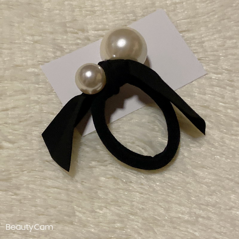 Party gifts fashion double bead elastic rubber band hair ring with knot head rope for ladies favorite headdress accessories