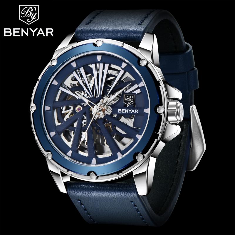 Wristwatches Benyar 2021 Simple Design Men's Automatic Mechanical Watches Waterproof Double-sided Hollow Gave Wheel Watch Reloj Hombre, Silver blue
Wristwatches Benyar 2021 Simple Design Men's Automatic Mechanical Watches Waterproof Double-sided Hollow Gave Wheel Watch Reloj Hombre, Silver blue