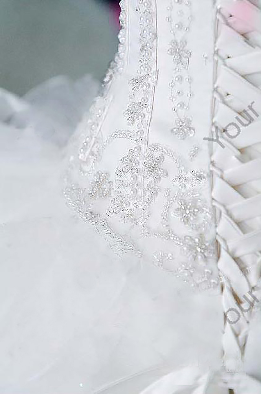 2021 Beaded Embroidery Ball Wedding Dresses Princess Gown Corset Sweetheart Organza Ruffles Cathedral Train Bridal Gowns Cheap