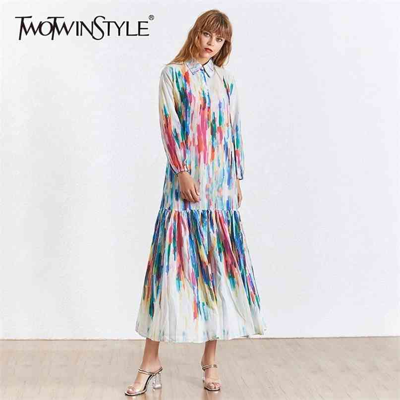 Hit Color Print Dress For Women Lapel Collar Long Sleeve Button Large Size Dresses Female Elegant Fashion 210520, Colorful
Hit Color Print Dress For Women Lapel Collar Long Sleeve Button Large Size Dresses Female Elegant Fashion 210520, Colorful