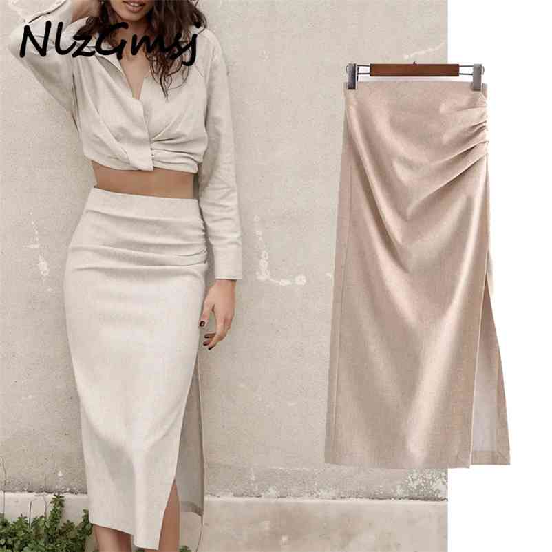 Skirt Women Spring Fashion High waist Female Vintage Ruched Side Slit Chic Elegant Midi s 03 210628, As picture
Skirt Women Spring Fashion High waist Female Vintage Ruched Side Slit Chic Elegant Midi s 03 210628, As picture