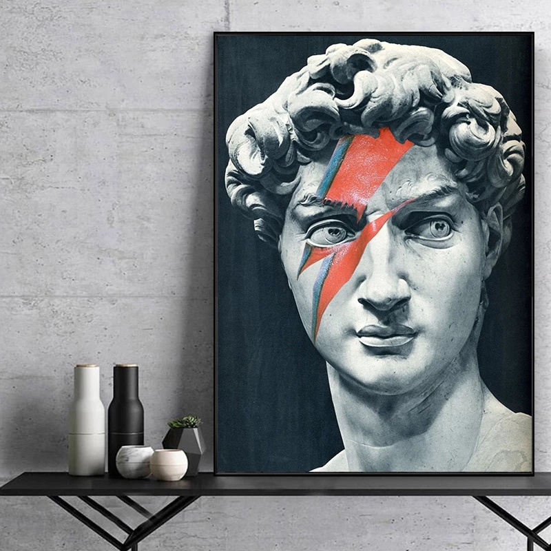 Black White Sculpture of David Canvas Paintings on the Wall Art Posters And Prints Wall Art Canvas Pictures For Living Room
