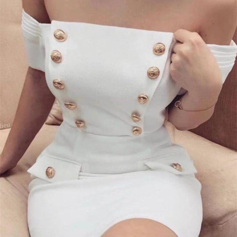 Women Sexy Designer Button White Bandage Ladies Elegant Off The Shoulder Evening Bodycon Party Dress Vestido 210416
Women Sexy Designer Button White Bandage Ladies Elegant Off The Shoulder Evening Bodycon Party Dress Vestido 210416