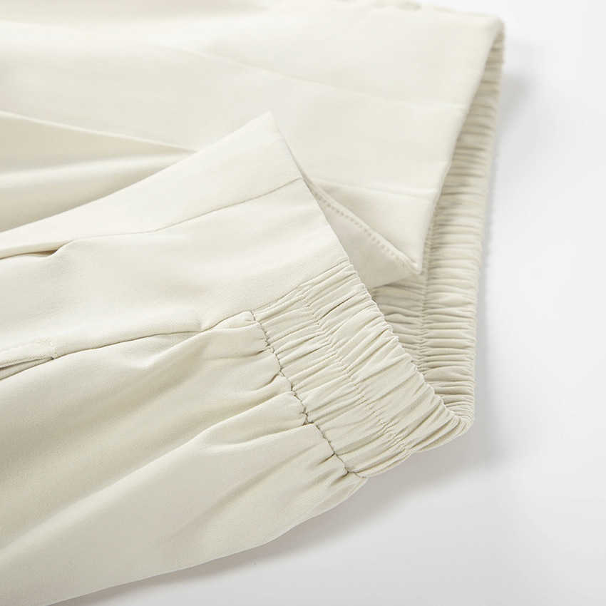 Women Suit Pants Straight Elastic High Waist Solid White Office Lady Elegant Vintage 2021 Ankle-Length Female Tailored Trousers Q0801