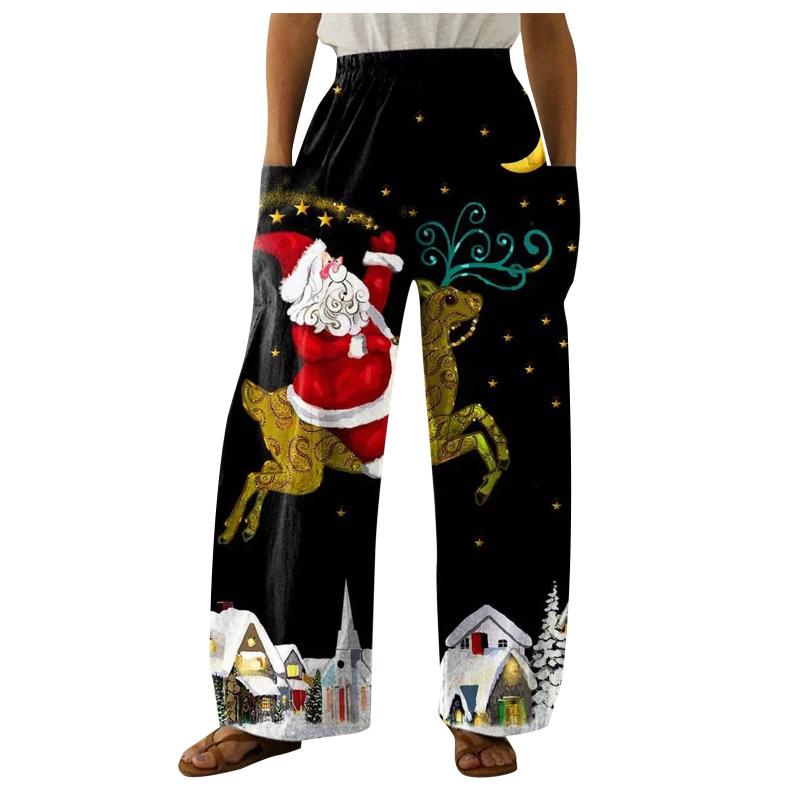 Women's Pants & Capris Women Christmas Printed Loose Pockets Elastic Waist Fashion Comfortable Casual Wide Leg Pantalones De Mujer, Black;white
Women's Pants & Capris Women Christmas Printed Loose Pockets Elastic Waist Fashion Comfortable Casual Wide Leg Pantalones De Mujer, Black;white