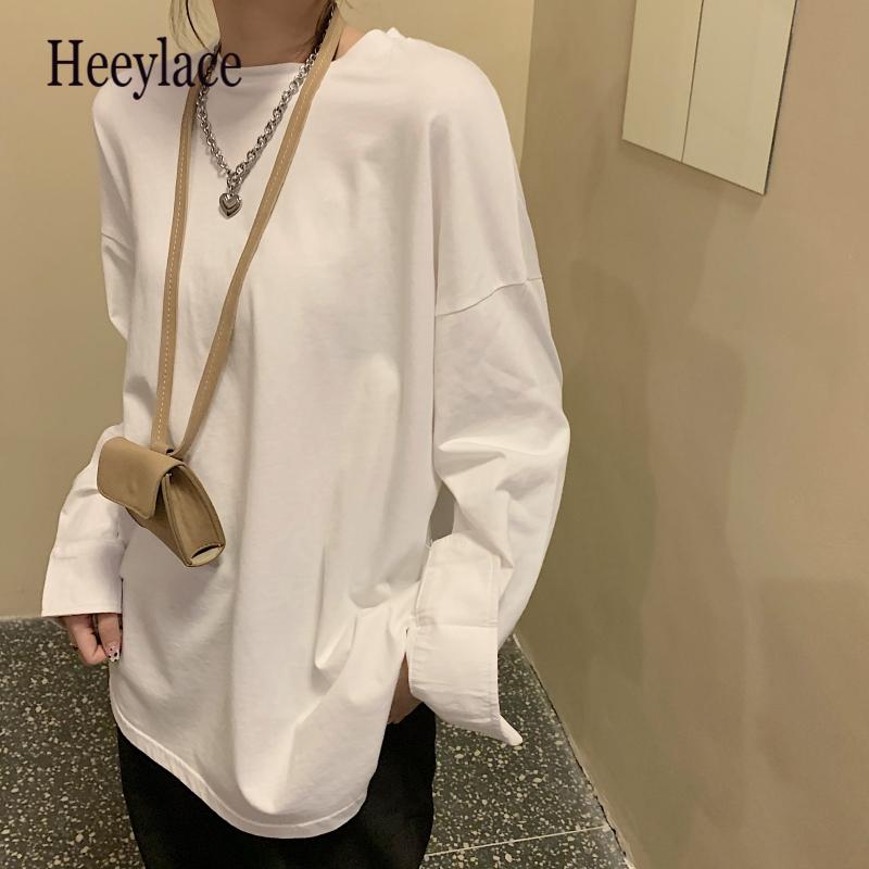 Women Spring Autumn T-Shirt Solid Bottoming Basic Fashionable Shirt Sleeve Korean Wild Oversize Tops Women's, Black
Women Spring Autumn T-Shirt Solid Bottoming Basic Fashionable Shirt Sleeve Korean Wild Oversize Tops Women's, Black