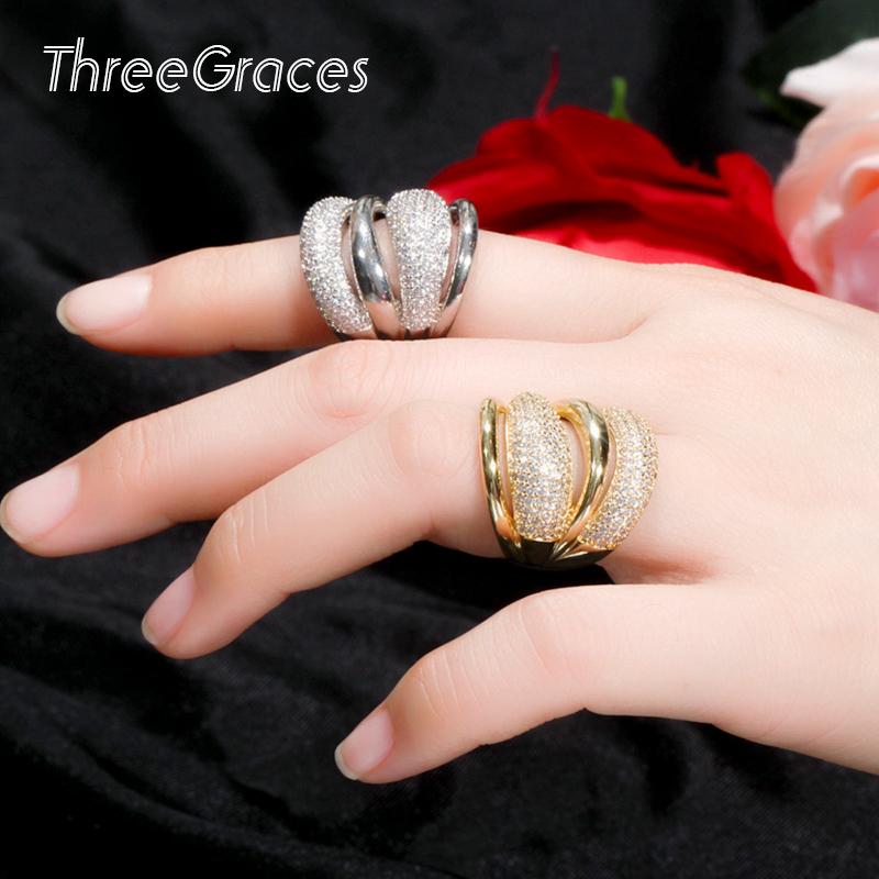 Cluster Rings ThreeGraces Luxury Mirco Pave Sparkling Cubic Zirconia Gold Color Big Adjustable Finger Ring Wedding Fashion Women Jewelry RG1, Golden;silver
Cluster Rings ThreeGraces Luxury Mirco Pave Sparkling Cubic Zirconia Gold Color Big Adjustable Finger Ring Wedding Fashion Women Jewelry RG1, Golden;silver