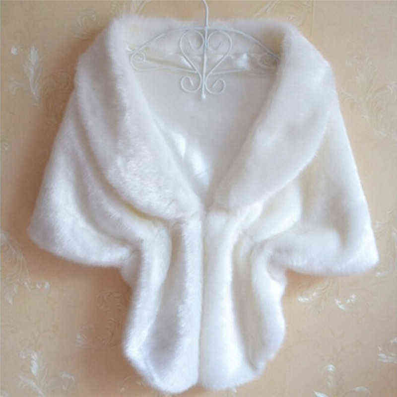 Women Plush Faux Fur Bridal Wedding Jacket Wrap Shrug Bolero Shawl Cape 211123