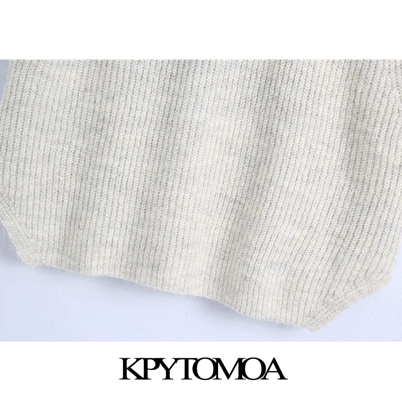 Women Fashion Loose Side Vents Knitted Vest Sweater O Neck Sleeveless Female Waistcoat Chic Tops 210420