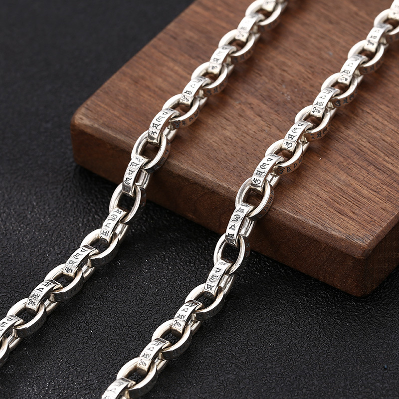 High quality 925 sterling silver link chain necklace American European antique silver handmade designer jewelry accessories gifts