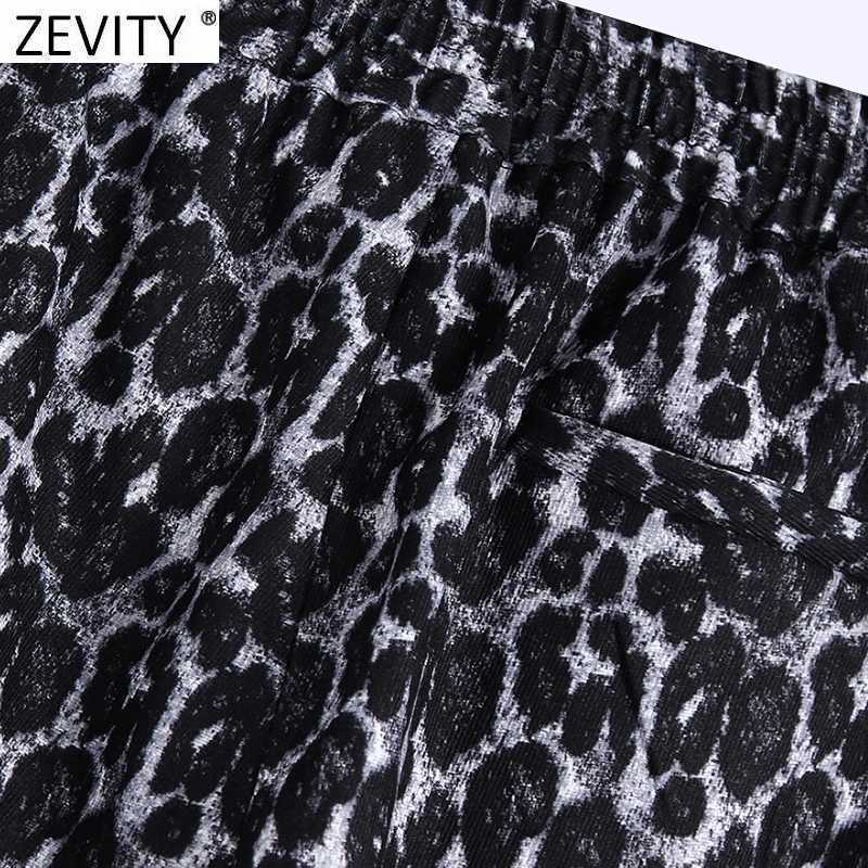 Zevity Women Vintage Leopard Print Harem Pants Retro Female Animal Pattern Bow Tied Elastic Waist Pocket Chic Long Trousers P967 210603