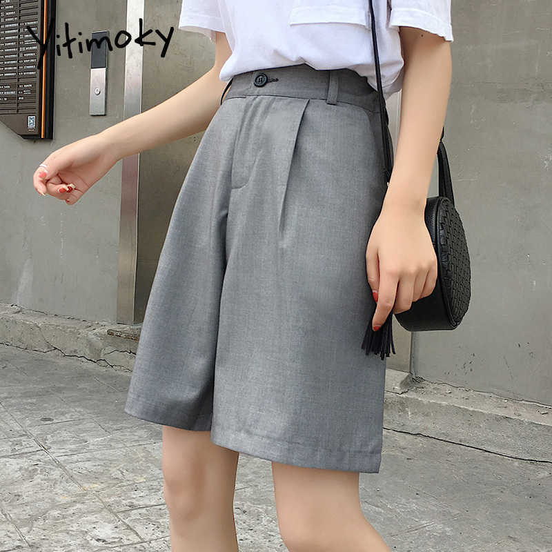 high waist shorts black women summer Formal Solid Straight plus size 5XL short pants fashion korean wide leg pant 210714