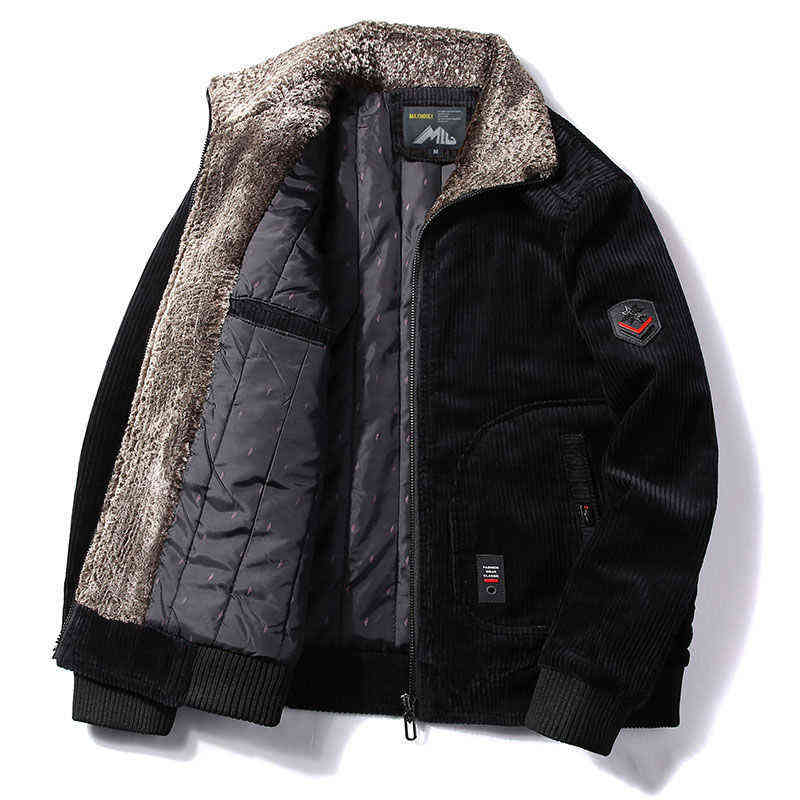Men Warm Winter Corduroy Jackets And Coats Men's Fashion Fur Collar Casual Jacket Outwear Male Thermal Plus Size 5XL 6XL 211110