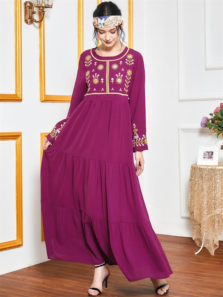 Ethnic Embroidered Arabic Long Dress women muslim Elegant O Ne Full Sleeve Maxi Dresses Turkey Dubai moroccan Kaftan vestidos
Ethnic Embroidered Arabic Long Dress women muslim Elegant O Ne Full Sleeve Maxi Dresses Turkey Dubai moroccan Kaftan vestidos