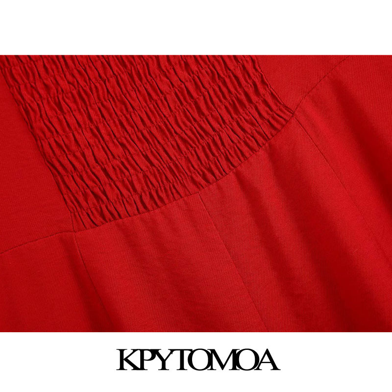 Women Chic Fashion With Buttons Midi Dress Puff Sleeves Back Smocked Detail Female Dresses Vestidos Mujer 210420