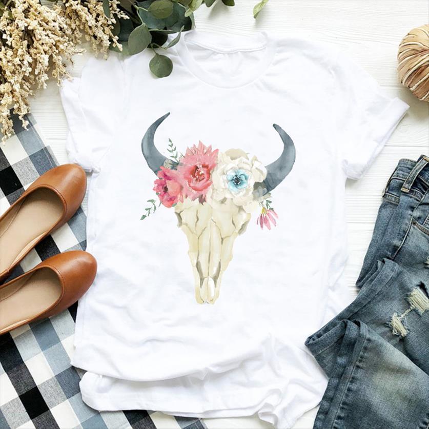 floral skull heifer cow women t shirt vintage animal print tee clothes female top, White
floral skull heifer cow women t shirt vintage animal print tee clothes female top, White