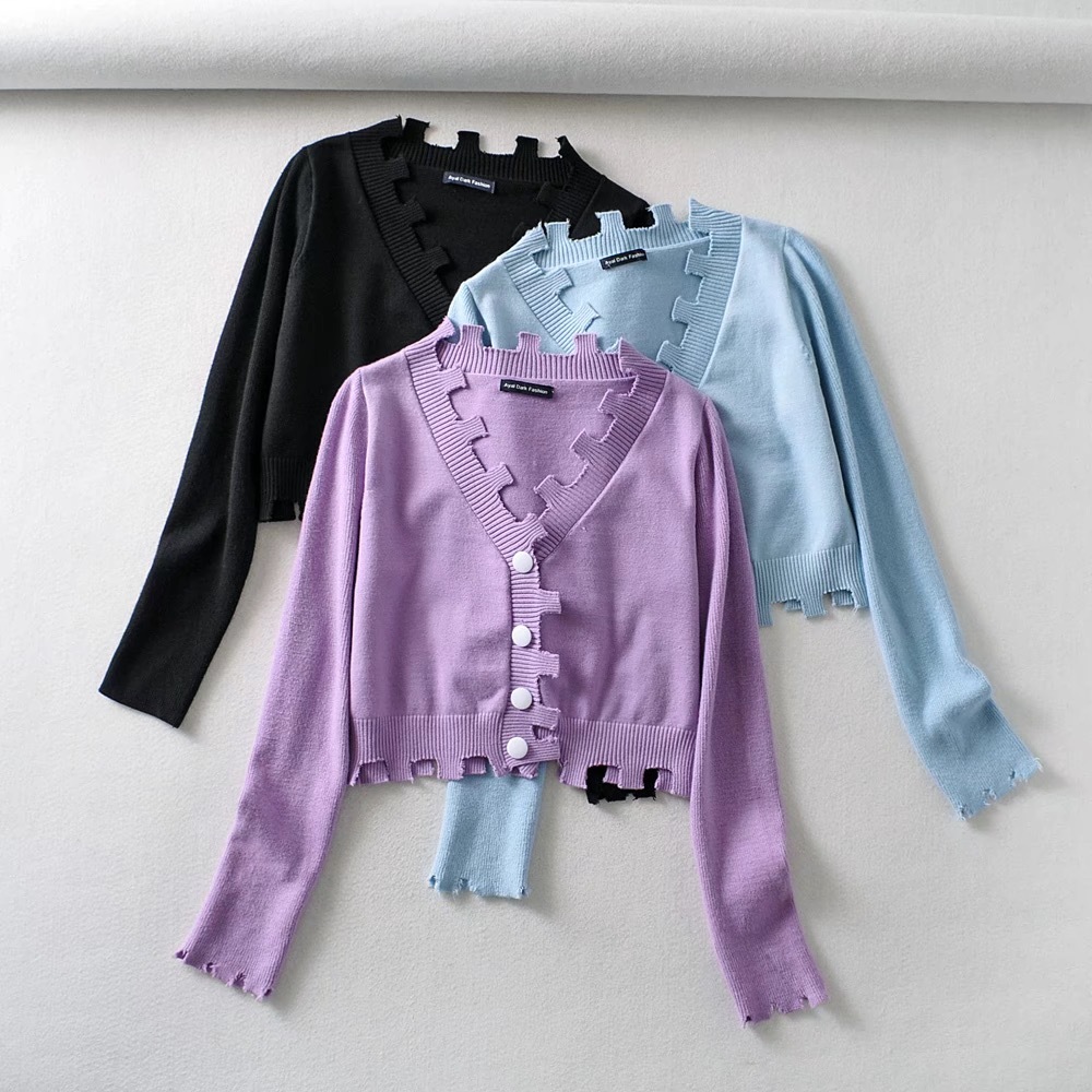 Autumn Vintage Tassel Fringed Single Breasted Button Cardigan Sweater Woman V-neck Long Sleeve Jumper Knitwear 210429