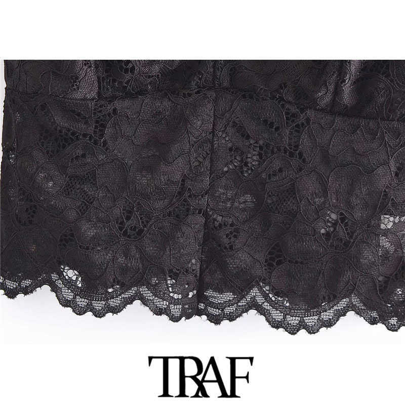 TRAF Women Sexy Fashion With Lace Cropped Tank Tops Vintage Backless Thin Adjustable Straps Female Camis Mujer 210625