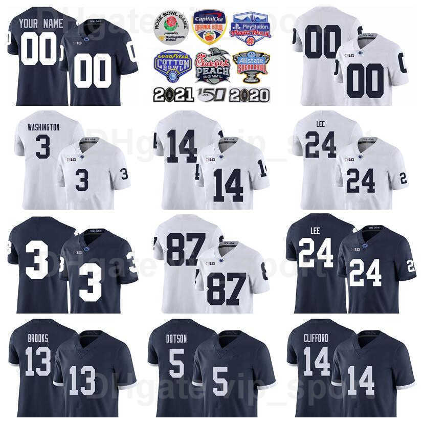 NCAA Penn State Nittany PSU College Football Jersey 14 Sean Clifford 21 Noah Cain 24 Keyvone Lee 5 Jahan Dotson 3 Parker Washington 13, Navy blue with name
NCAA Penn State Nittany PSU College Football Jersey 14 Sean Clifford 21 Noah Cain 24 Keyvone Lee 5 Jahan Dotson 3 Parker Washington 13, Navy blue with name
