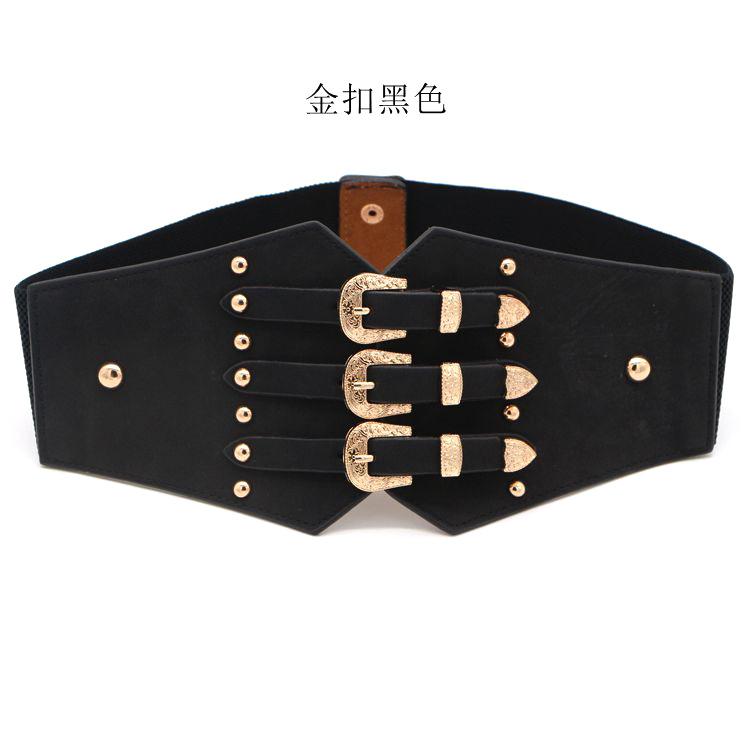 Belts European And Elastic Waistband Seal Versatile Rivet Buckle Belt Punk Pin Wide Ladies Designer, Black;brown 
Belts European And Elastic Waistband Seal Versatile Rivet Buckle Belt Punk Pin Wide Ladies Designer, Black;brown