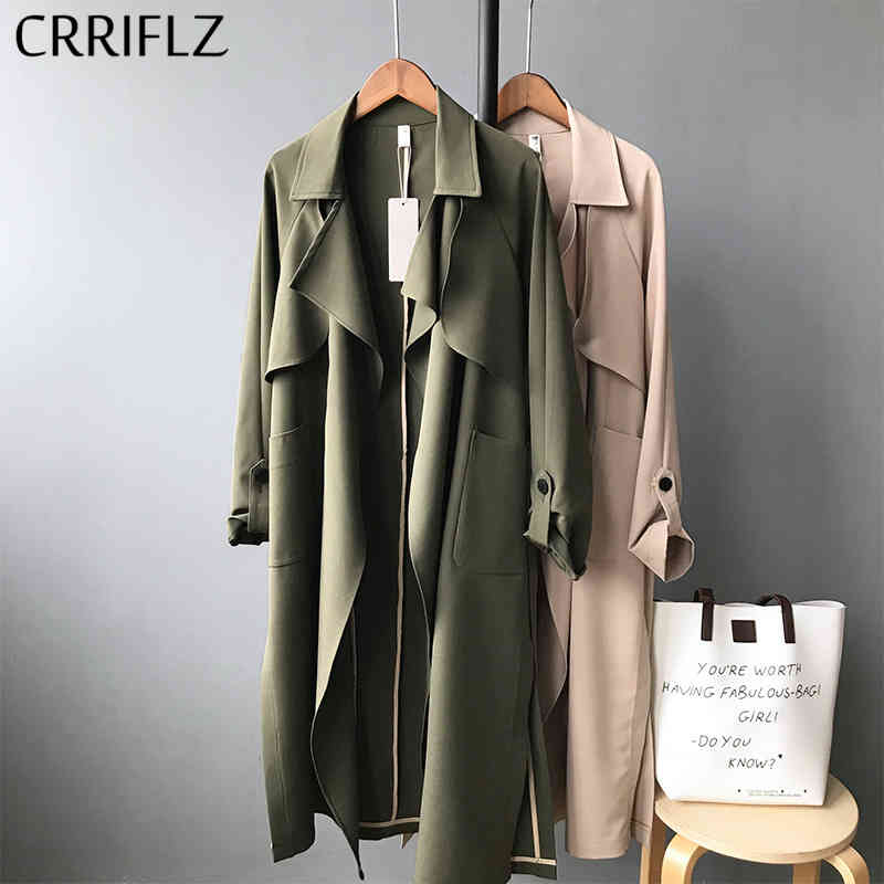 Spring Long Casual Trench Coat Women Full Length Sleeve Open Stitch Outwear CRRIFLZ 210520, Army green
Spring Long Casual Trench Coat Women Full Length Sleeve Open Stitch Outwear CRRIFLZ 210520, Army green