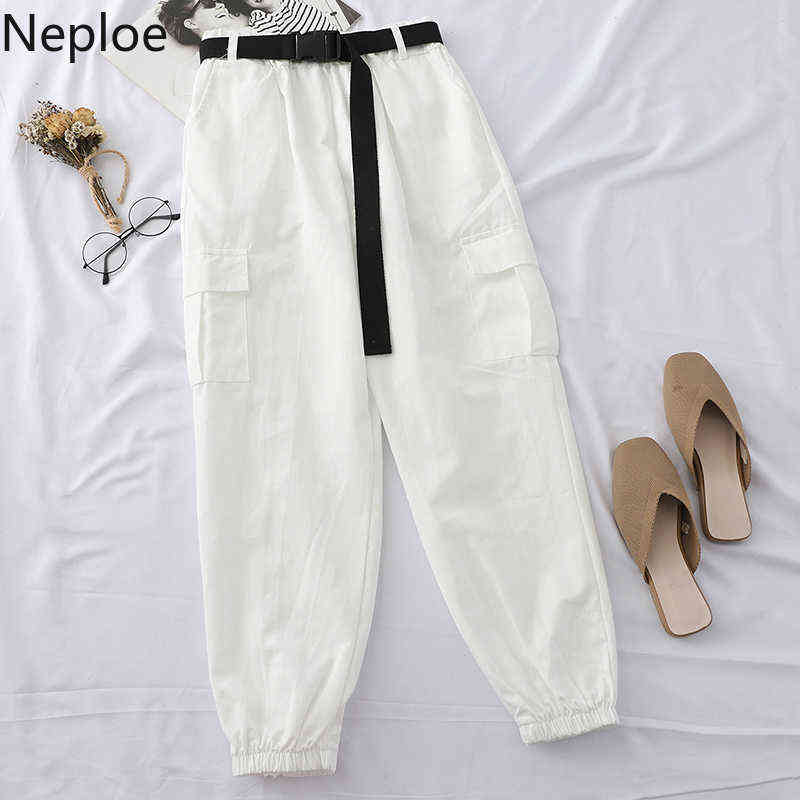 Neploe Harajuku Pants Streetwear Cargo Women Casual Joggers Sweatpants High Waist Female Trousers Korean Pantalon Belt 211115