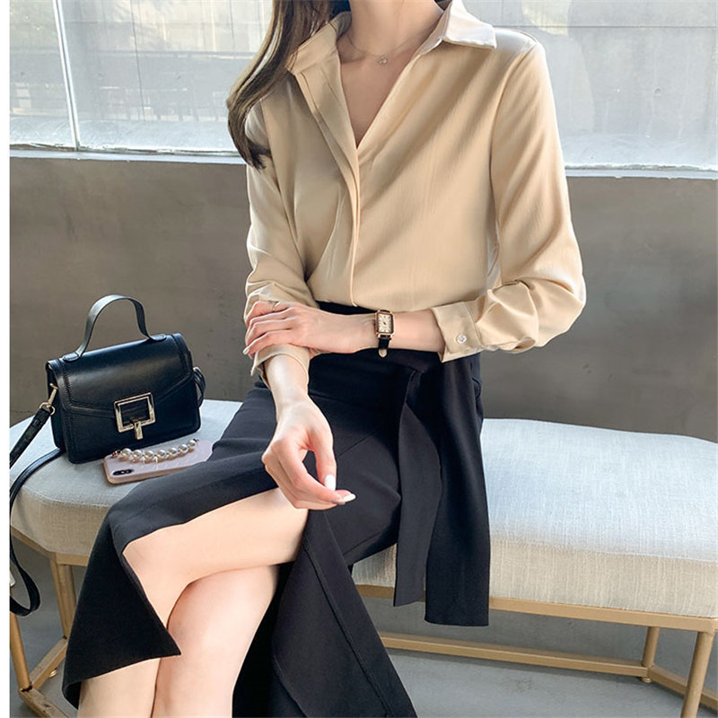 Sweet Gentle Office Lady Feminine Chic Women Blouses Plus Size Loose Elegant Minimalist Stylish Tops Shirts 210421