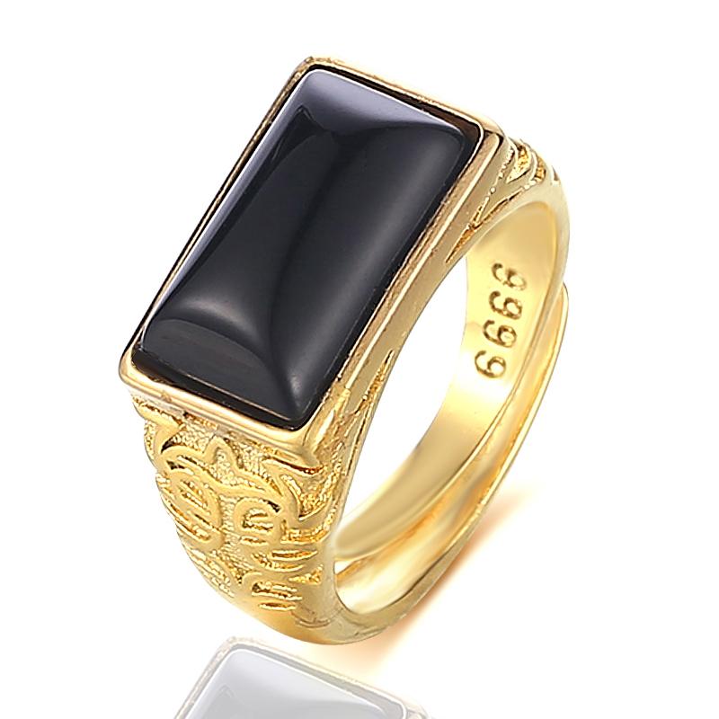 Cluster Rings Black Stone Square Men Ring Gold Color Male Resizable Finger Jewelry, Golden;silver
Cluster Rings Black Stone Square Men Ring Gold Color Male Resizable Finger Jewelry, Golden;silver